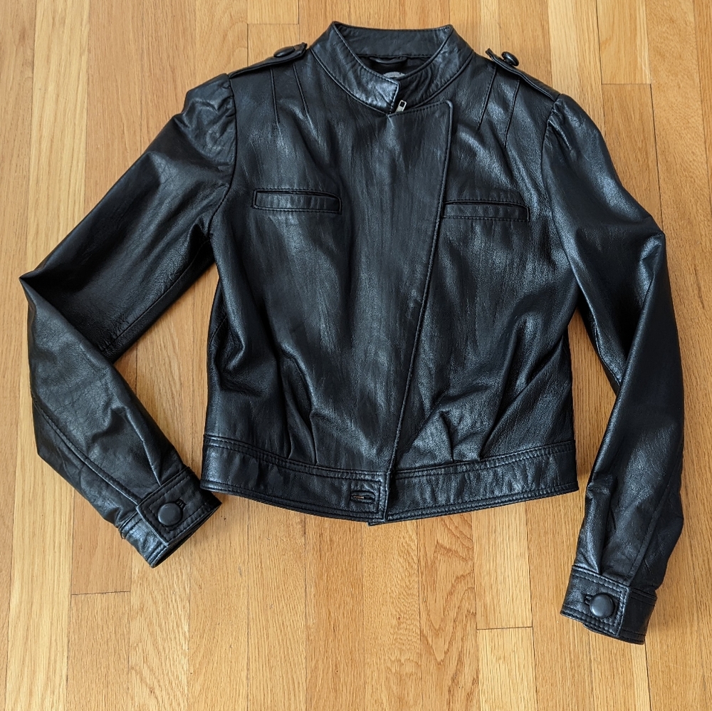 Genuine lamb leather bomber style jacket